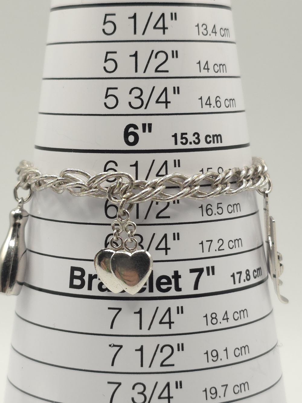 VTG Forstner Sterling Silver Charm Bracelet w/4 Sterling Charms MCM 6.25"